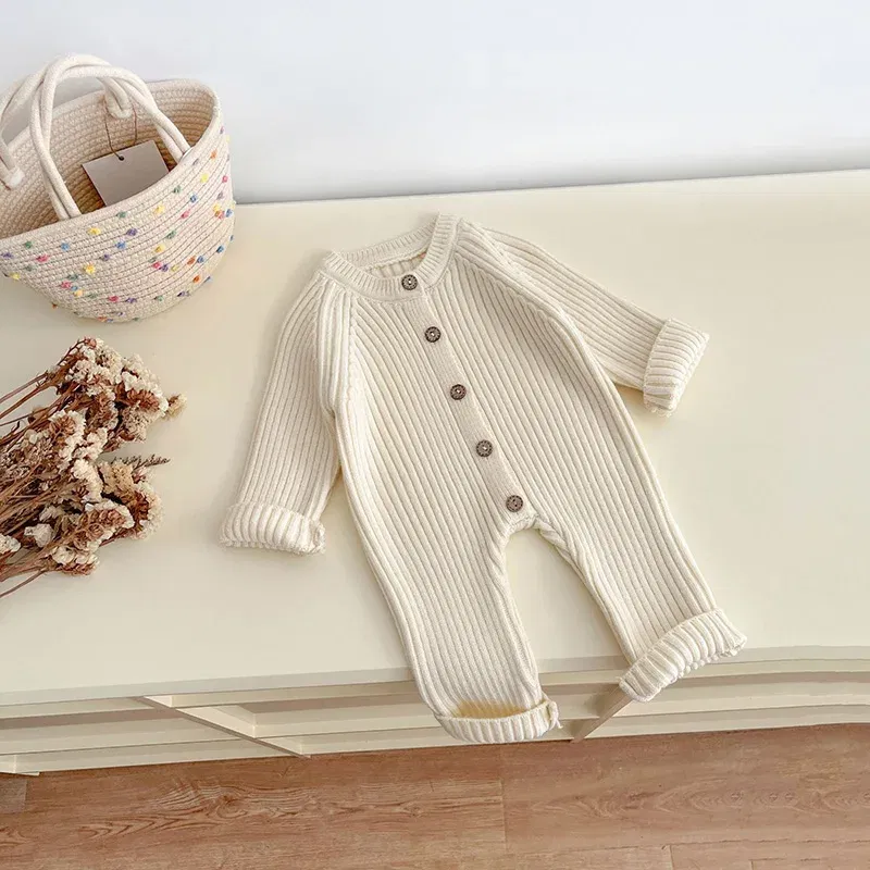 Autumn NewBorns Brief Infant Girls Boys One Piece Clothing Knit Romper Solid Baby Boys Jumpsuit Thicken Knitwear Outfits