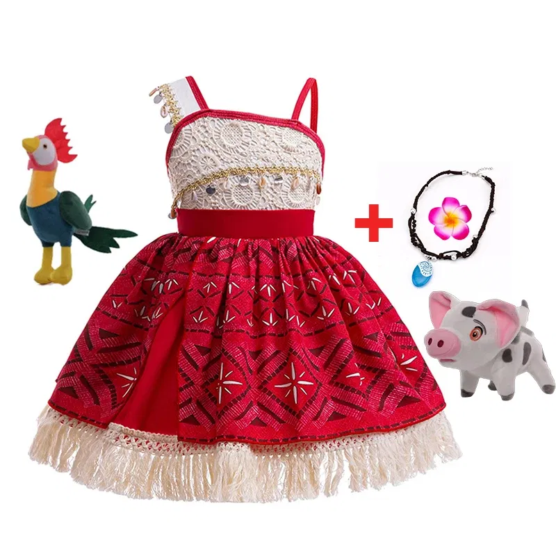Color: GRAY, Kid Size: 11 - Disney New Moana Dress Costumes Kids Girl Cosplay Toddler Movie Ocean Adventure Infant Frock Halloween Party With Chick Clothes