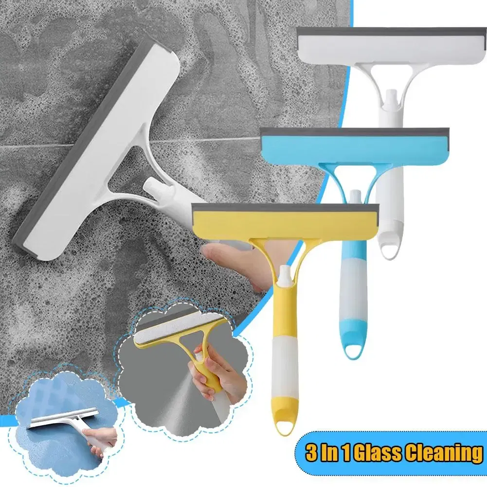 Color: Dark Grey, Ships From: CHINA - 3 In 1 Glass Cleaning With Spray Bottle Wipe Shower Tool Multi-Purpose Screen Windshield Door Cleaner Car Clean Window Clea X0A4