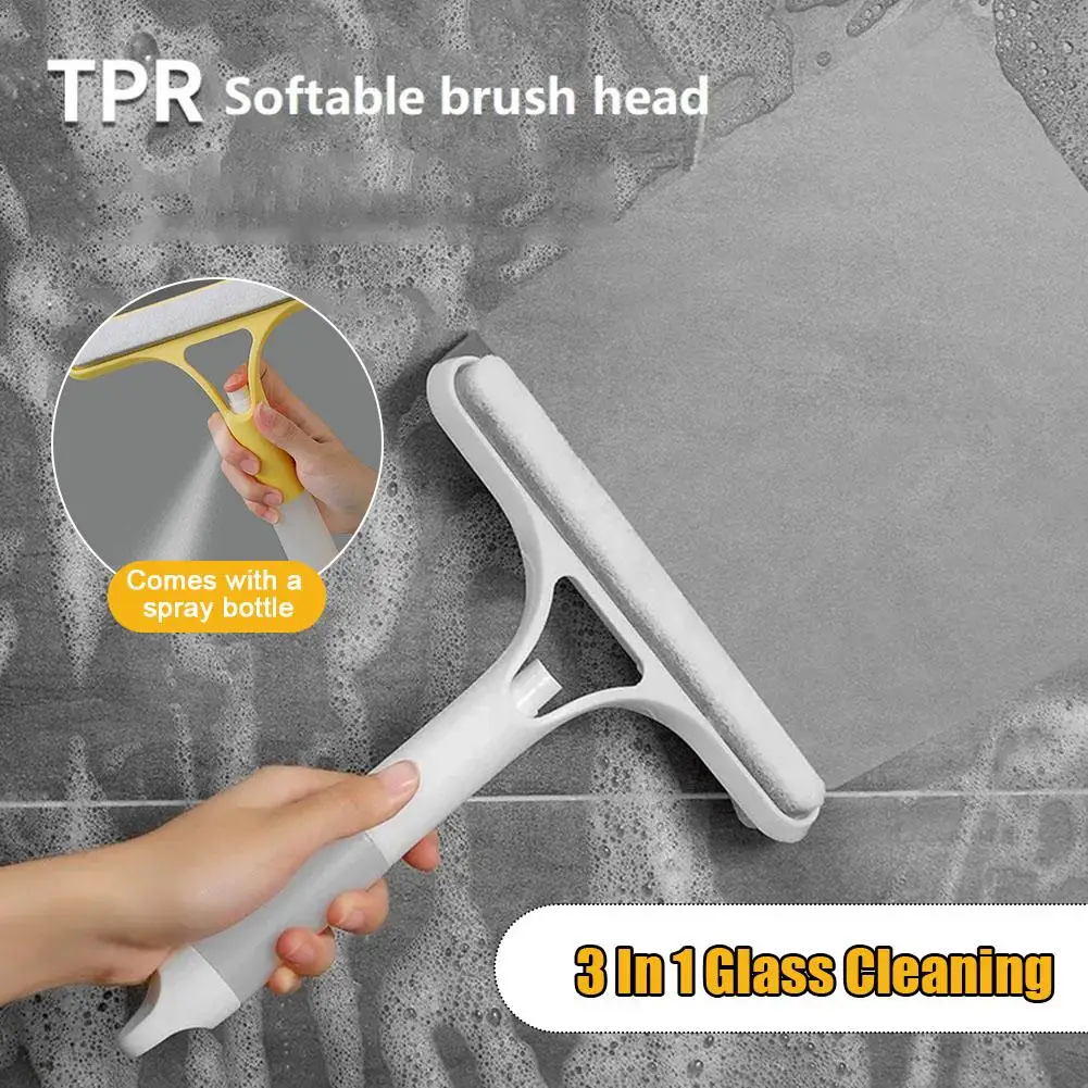 Color: Dark Grey, Ships From: CHINA - 3 In 1 Glass Cleaning With Spray Bottle Wipe Shower Tool Multi-Purpose Screen Windshield Door Cleaner Car Clean Window Clea X0A4