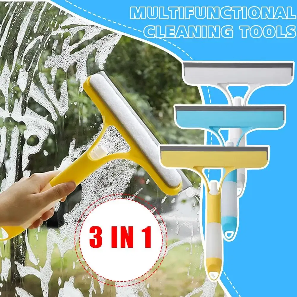 Color: Dark Grey, Ships From: CHINA - 3 In 1 Glass Cleaning With Spray Bottle Wipe Shower Tool Multi-Purpose Screen Windshield Door Cleaner Car Clean Window Clea X0A4