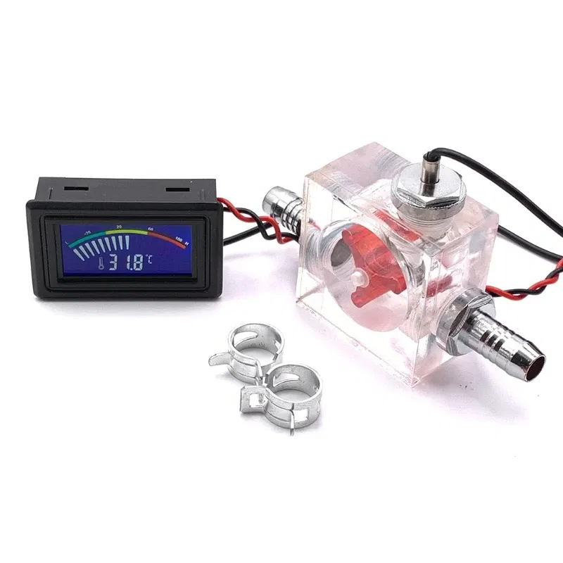 Color: Green - Three Way Flow Meter LED Thermometer for Water Cooling Liquid Cooler System Universal Computer Thermometer Dropship