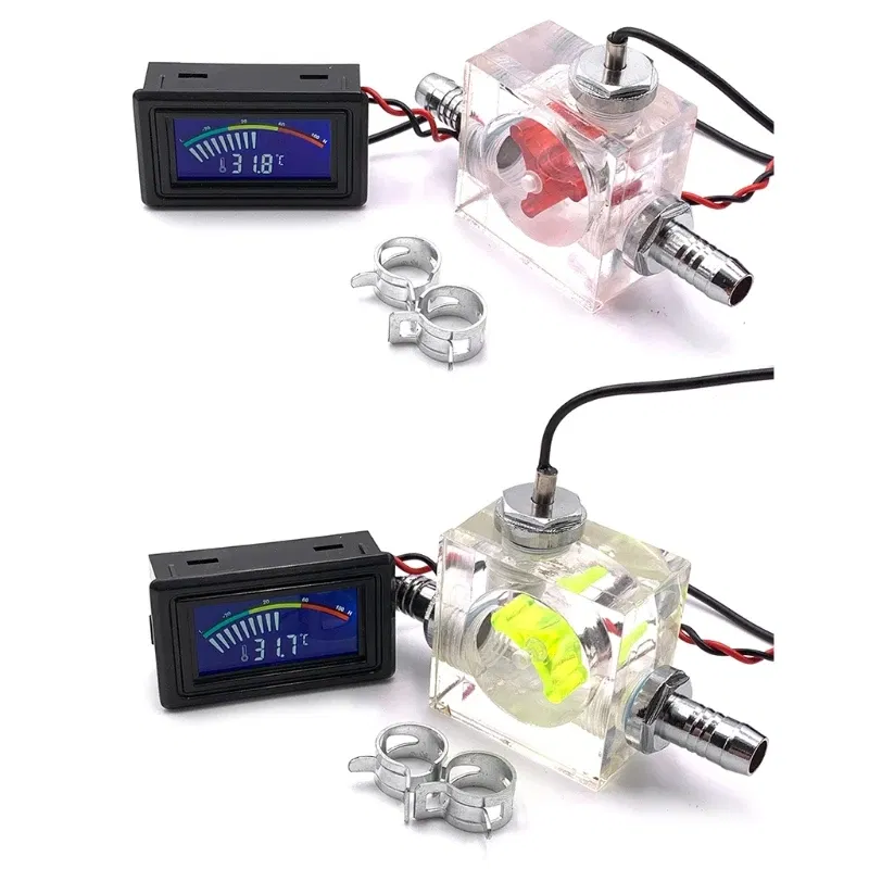 Color: Green - Three Way Flow Meter LED Thermometer for Water Cooling Liquid Cooler System Universal Computer Thermometer Dropship