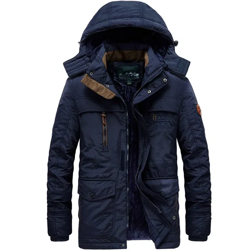 Color: Blue, Size: S - TELLHIGH 2024 Winter Parka Men Jacket Mens Plus Velvet Men Hooded Windbreaker Coats Men Casual Warm Jackets Coat Detachable Hat