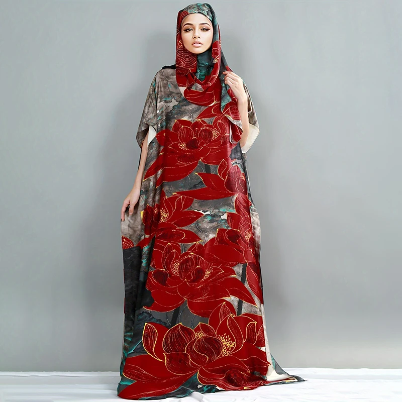 Color: Cream, Size: One Size - Elegant Muslim Long Dress Sequin Kaftan Robes Malaysia Dubai Arab Islam Abaya Islamic Clothing Caftan Elegant Splice Maxi Dress