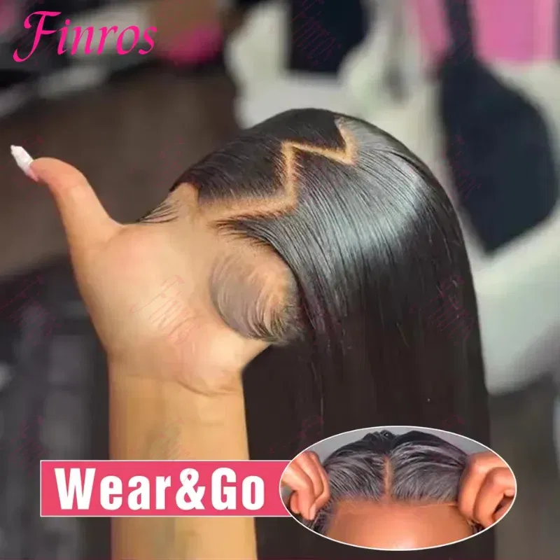 Hair Color: #1B, Density: 200%, Ships From: CHINA, Stretched Length: 38inches - Glueless Wear and Go Bone Straight Lace Front Wigs 4x4 5x5 Pre-Cut Lace Wig Human Hair Ready To Wear Lace Closure Wig For Women