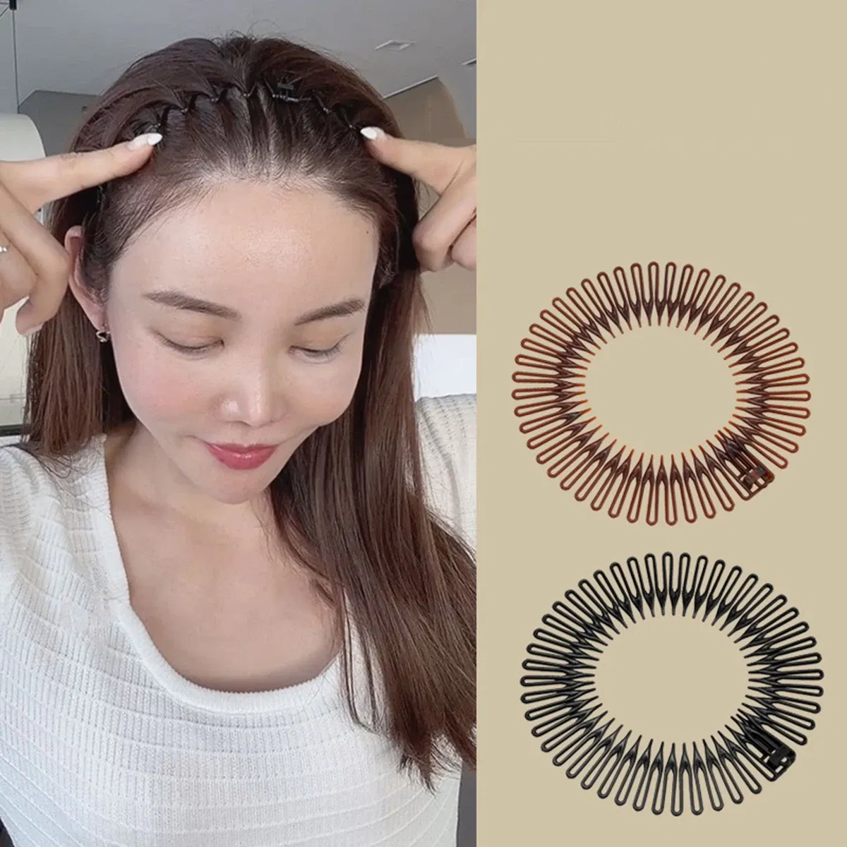 Color: GRAY - Women Invisible Broken Hair Hairpin Adult Tiara Tools Roll Curve Needle Bangs Fixed Insert Comb Professional Styling Accessories