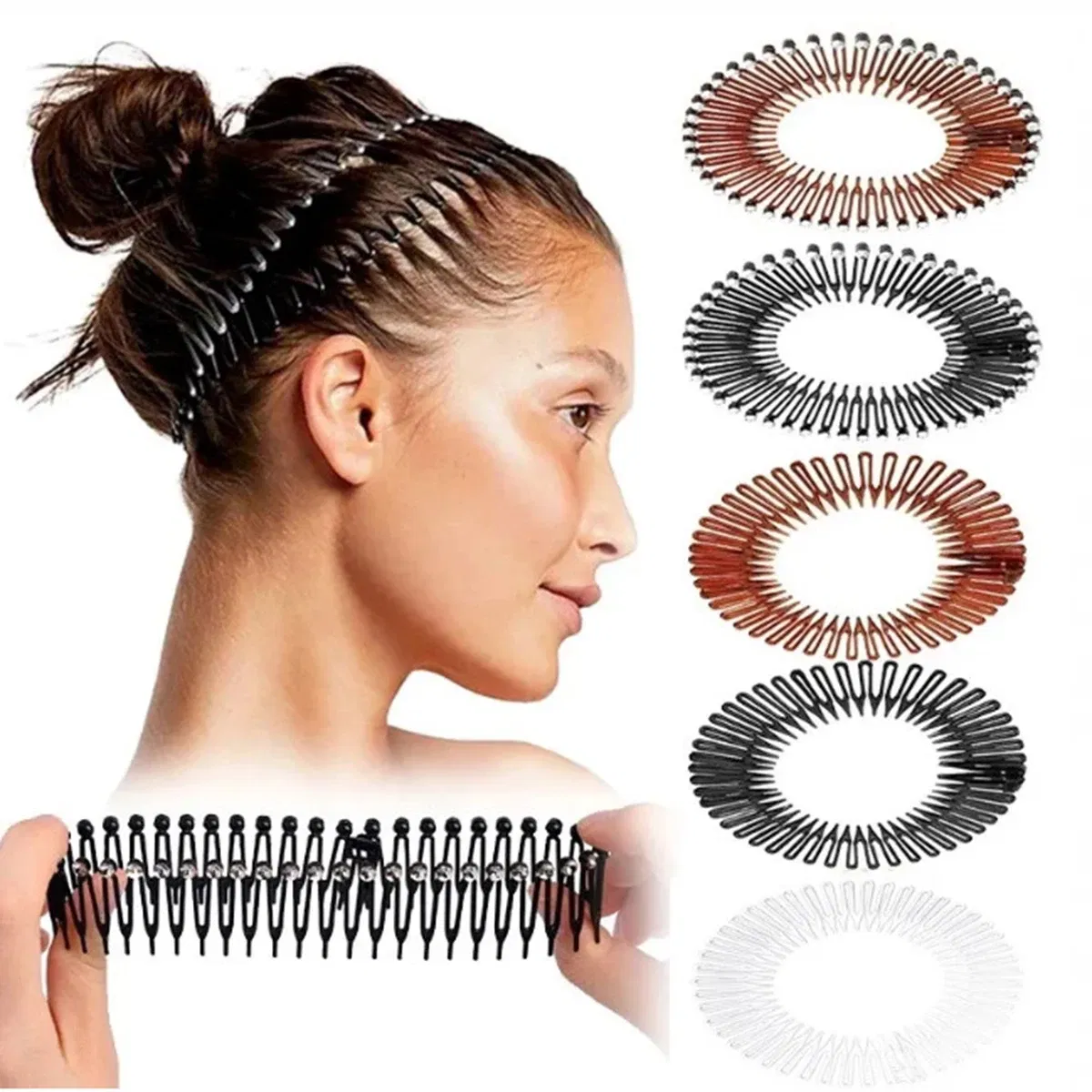 Color: GRAY - Women Invisible Broken Hair Hairpin Adult Tiara Tools Roll Curve Needle Bangs Fixed Insert Comb Professional Styling Accessories