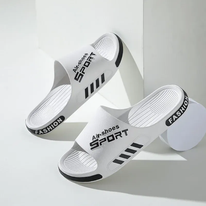 Color: black, Shoe Size: 6.5 - Fashion Men's Slippers PVC Soft Sole Non-slip Slides Casual Outdoor Beach Flip Flops Home Bathroom Couples Slippers New Sandal