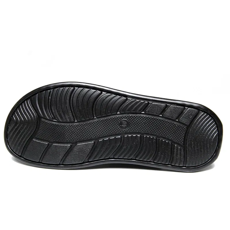 Color: black, Shoe Size: 47 - Summer Men Sandals Casual  Genuine Leather Leisure Sandals Designer Shoes Men
