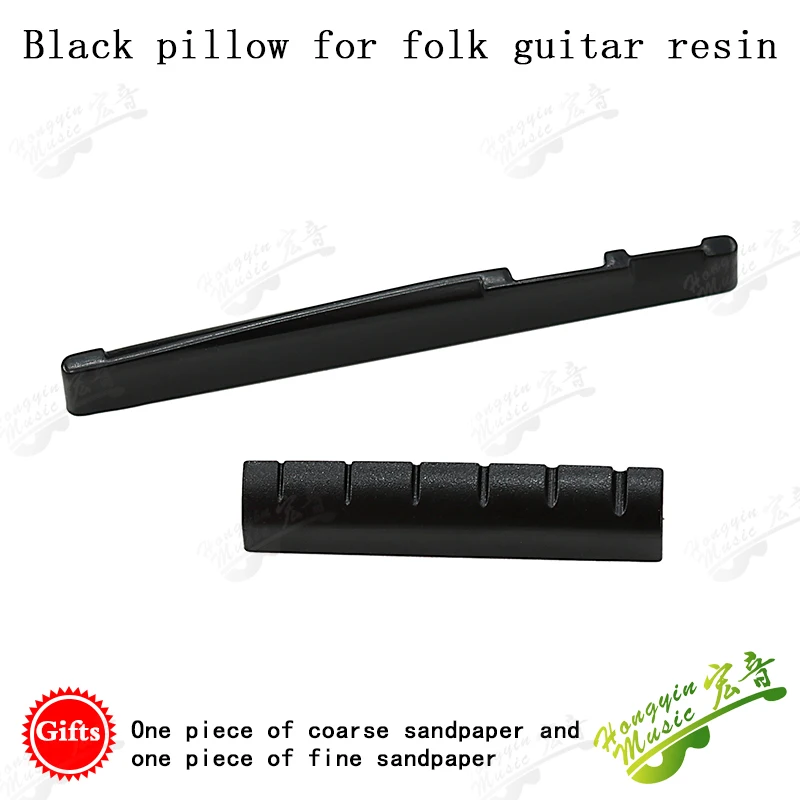 Color: Yellow - 1 SET Acoustic wood folk guitar string pillow resin upper and lower pillow bridge string pillow code string pad