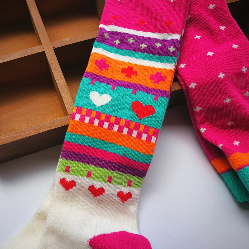 Color: Pink, Size: XXL - 1 PCS Girls Striped Tights Kids Stockings Spring Autumn Baby Girl Clothes Love Patterns Toddler Tights for Girls Pantyhose