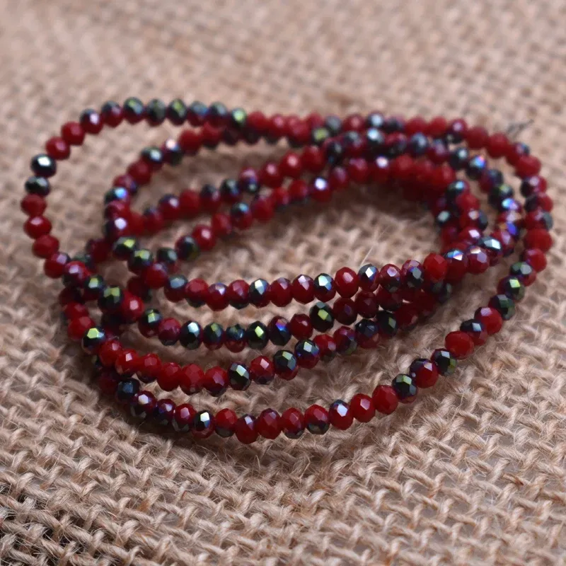 Color: Fluorescent Green - Shining Red Purple White color 2*2mm 160pcs Rondelle Austria faceted Crystal Glass Beads Loose Spacer Beads for Jewelry Making