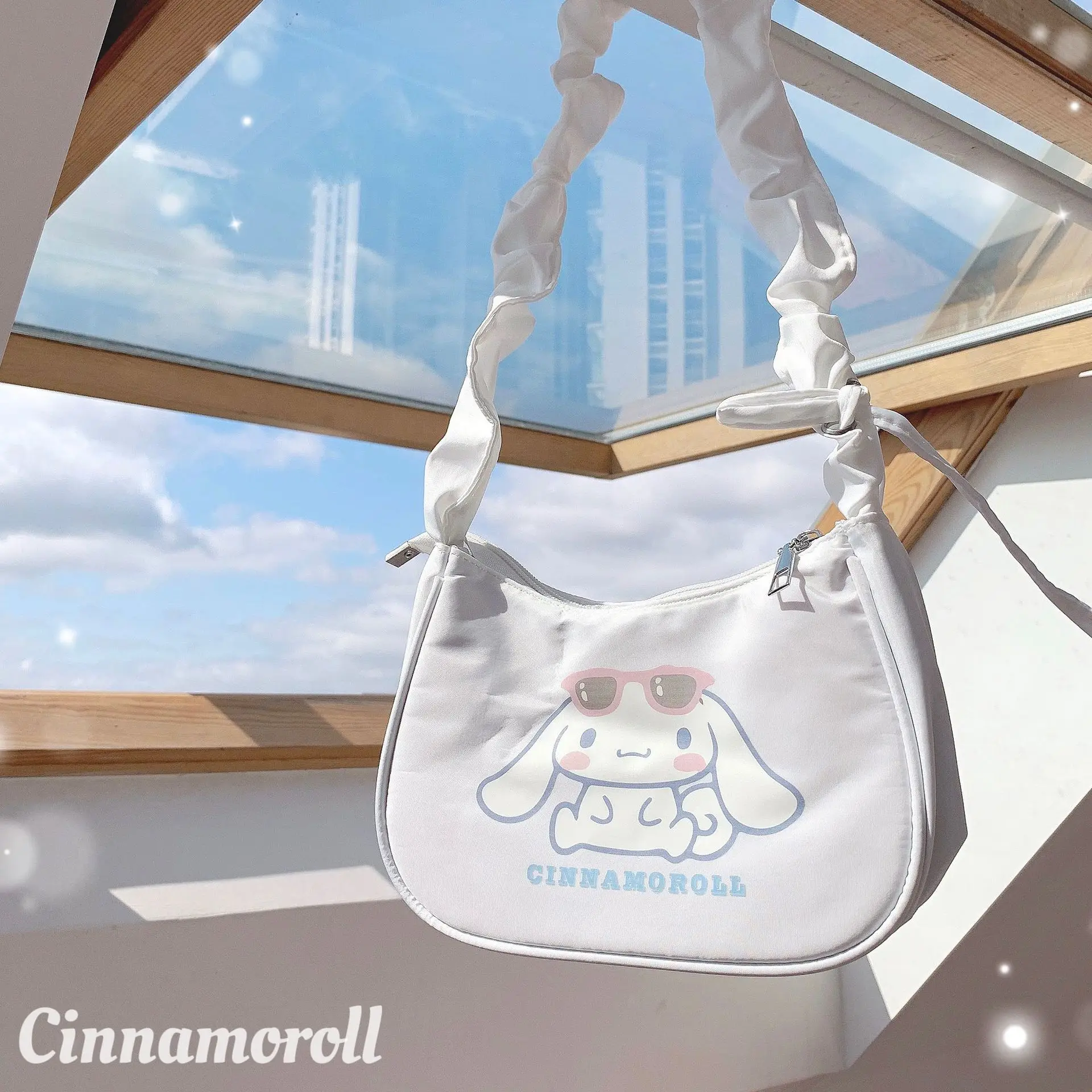Color: SKY BLUE, Size: Extra Large - Sanrio Hellokitty Kuromi Cinnamorol Mymelody Pochacco Armpit Bag Kawaii Shoulder Bag Casual Allmatch Tote Women Commuter Handbag