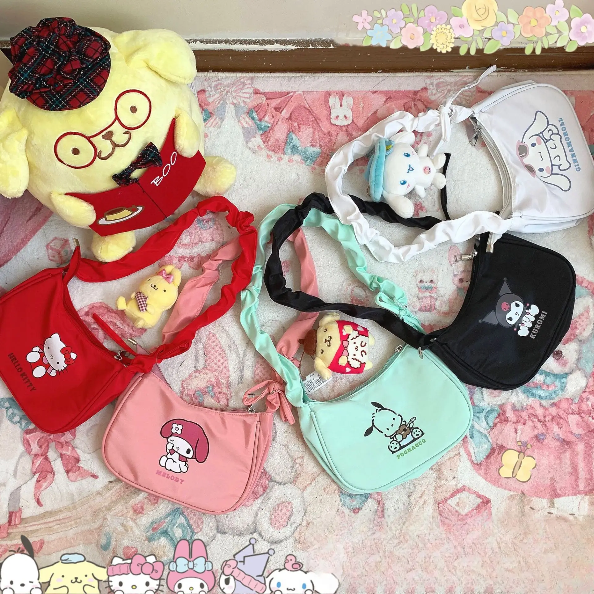 Color: SKY BLUE, Size: Extra Large - Sanrio Hellokitty Kuromi Cinnamorol Mymelody Pochacco Armpit Bag Kawaii Shoulder Bag Casual Allmatch Tote Women Commuter Handbag