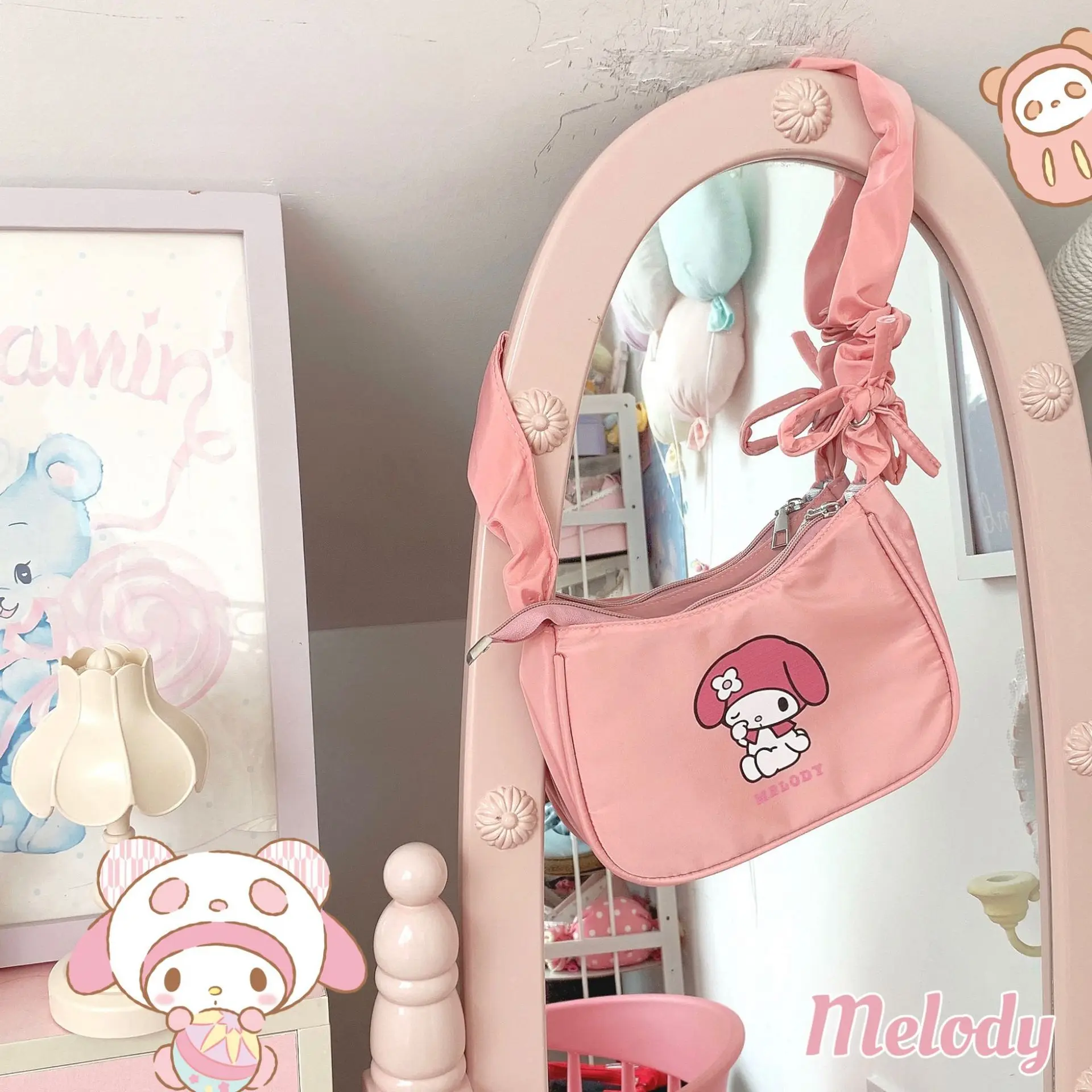 Color: SKY BLUE, Size: Extra Large - Sanrio Hellokitty Kuromi Cinnamorol Mymelody Pochacco Armpit Bag Kawaii Shoulder Bag Casual Allmatch Tote Women Commuter Handbag