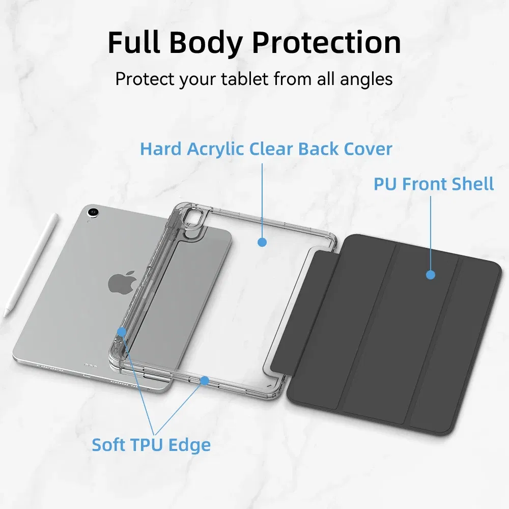 Color: WHITE, Size: TEN - For iPad Air 5 Case 2024 Air 6 11 iPad Pro 11 12.9 13 10 Gen 10.2 9th 8th 7th 9.7 6th 5th Mini 7 6 Smart case with pen Holder