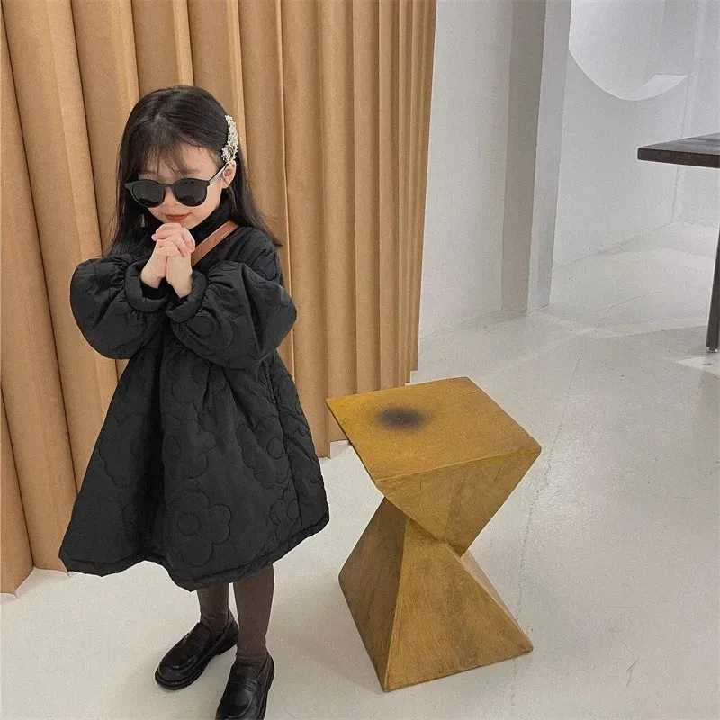 Color: WHITE, Kid Size: 3T - Children's Coats Autumn and Winter Coat with Floral Embroidery Puffed Sleeves Girls Coat Baby Girl Winter Clothes