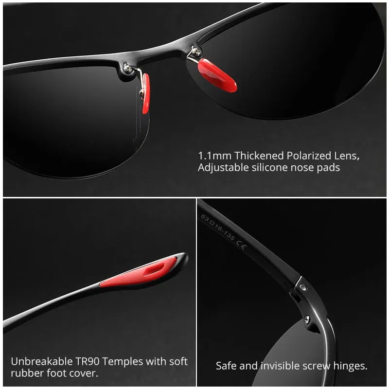 Lenses Color: PURPLE - KDEAM Rimless Oval Men's Sunglasses Polarized TR90 Material Frame TAC Polarization Lense Soft Rubber Foot Cover
