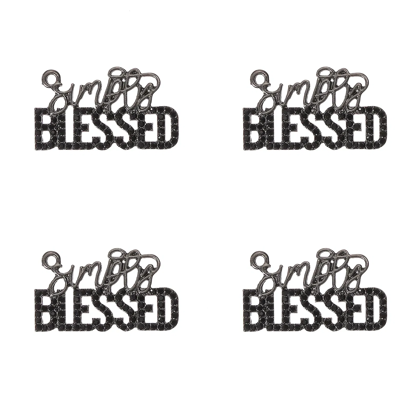 Metal color: Silver Plated, Ships From: CHINA - 10pcs Rhinestone BLESSD Letter Charms for DIY Bracelet Bangle Making LTC0419-LTC0422