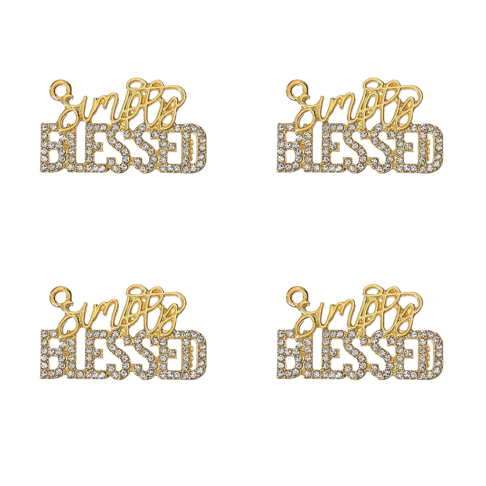 Metal color: Silver Plated, Ships From: CHINA - 10pcs Rhinestone BLESSD Letter Charms for DIY Bracelet Bangle Making LTC0419-LTC0422