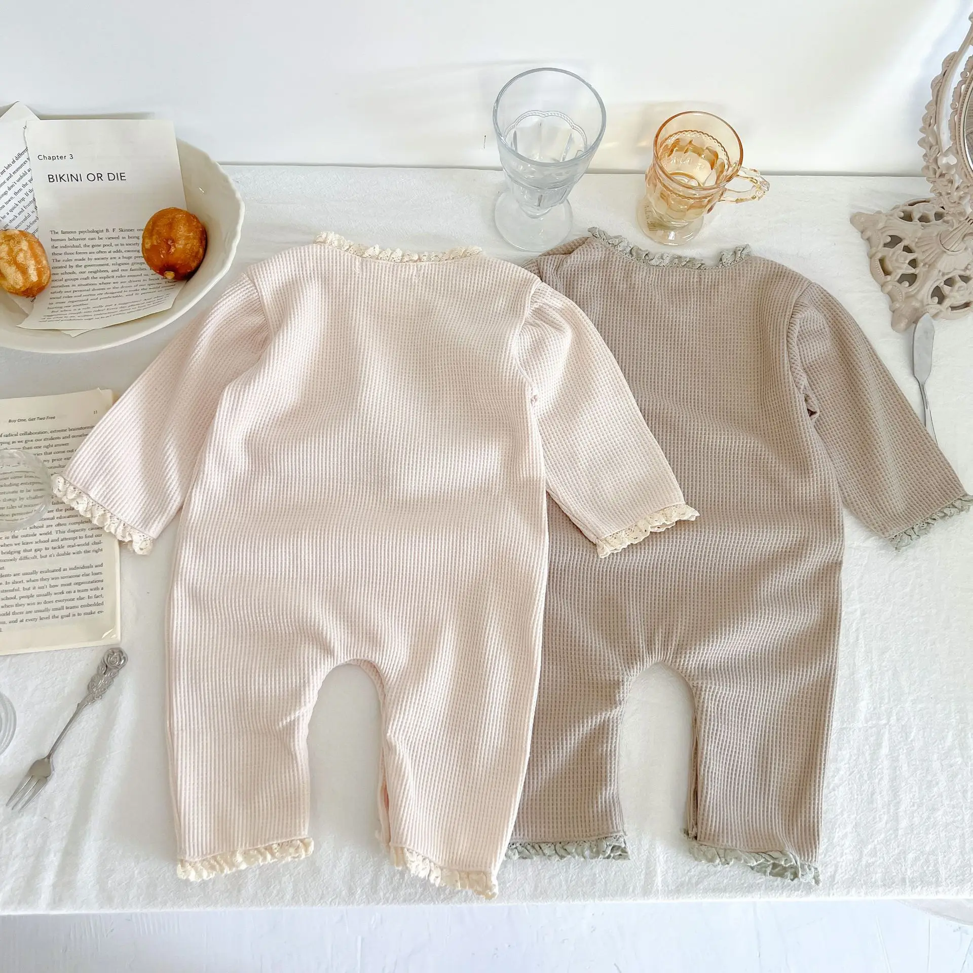 Color: Brown, Size: Mother 5XL, Height: 145 cm - Personalized Toddler Newborn Infant Baby Girl Romper Custom Name Soft Clothing Ruffle Jumpsuit Fall Spring Playsuit