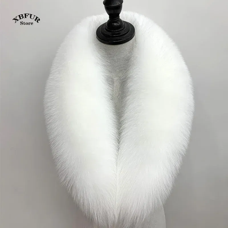 Color: Beige, Size: XS - Winter Real Fox Fur Collar Woman Black Natural Fur Scarf Shawl For Women Collars Wraps Neck Warmer Fur Scarves Luxery Scarf Men