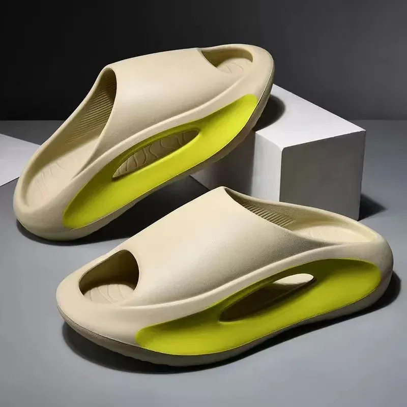 Color: black, Shoe Size: 44-45 - Summer Slippers Men Women EVA Soft Bottom Indoor Home Slides Sandals Light Beach Shoes Male Slippers Flip Flops Big Size 46 47