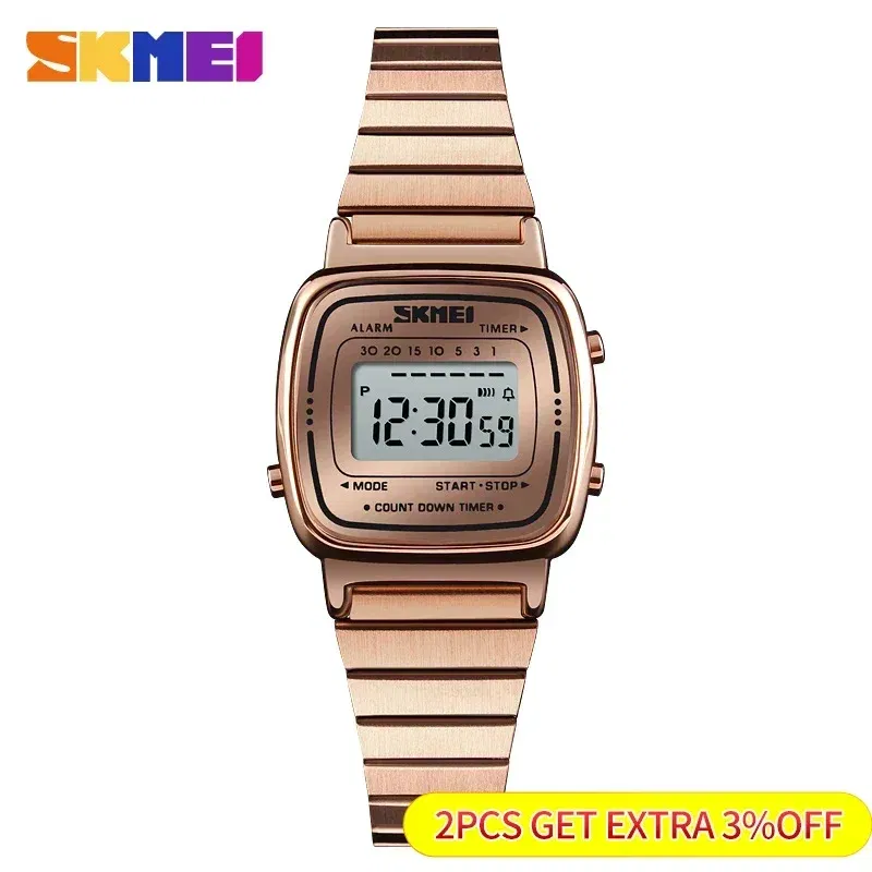 Color: Silver, Ships From: CHINA - SKMEI1901 Women Top brands Luxury 3Bar Waterproof Ladies Watches Small Dial Digital Watch Relogio Feminino Fashion Sport Watch
