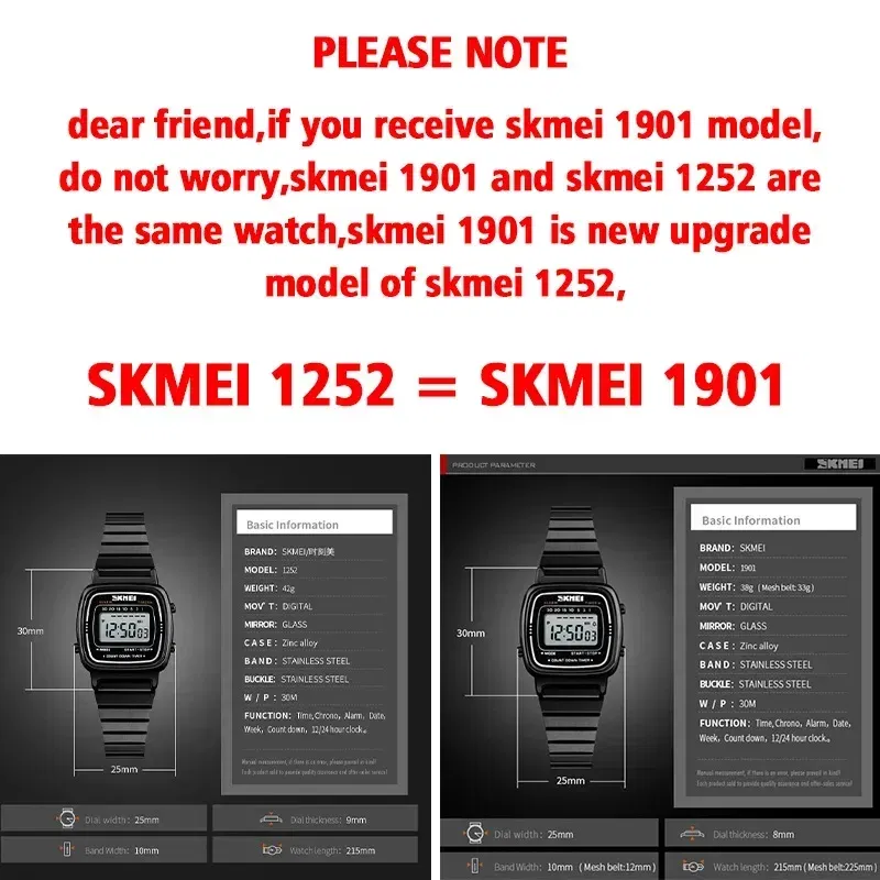 Color: Silver, Ships From: CHINA - SKMEI1901 Women Top brands Luxury 3Bar Waterproof Ladies Watches Small Dial Digital Watch Relogio Feminino Fashion Sport Watch