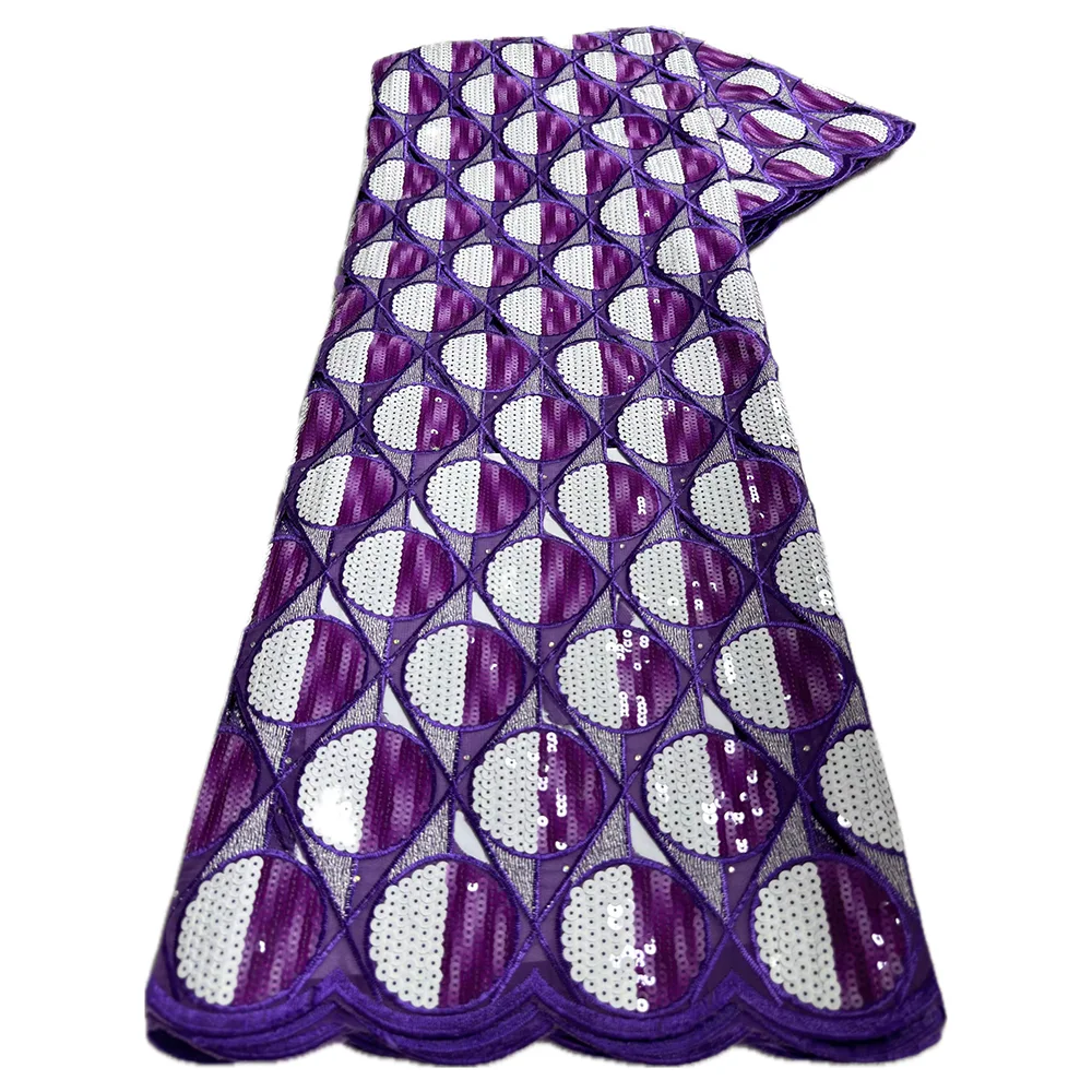 Color: BROWN, Length: 5 yards, Width: 120cm - 5 Yards High grade African Organza Cutout Lace Clean Holed Sequins Voile Fine Textured Nigerian Fabric For Occasions Celebrants
