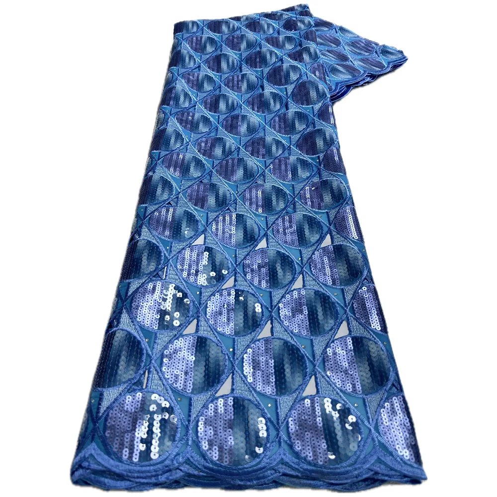 Color: BROWN, Length: 5 yards, Width: 120cm - 5 Yards High grade African Organza Cutout Lace Clean Holed Sequins Voile Fine Textured Nigerian Fabric For Occasions Celebrants