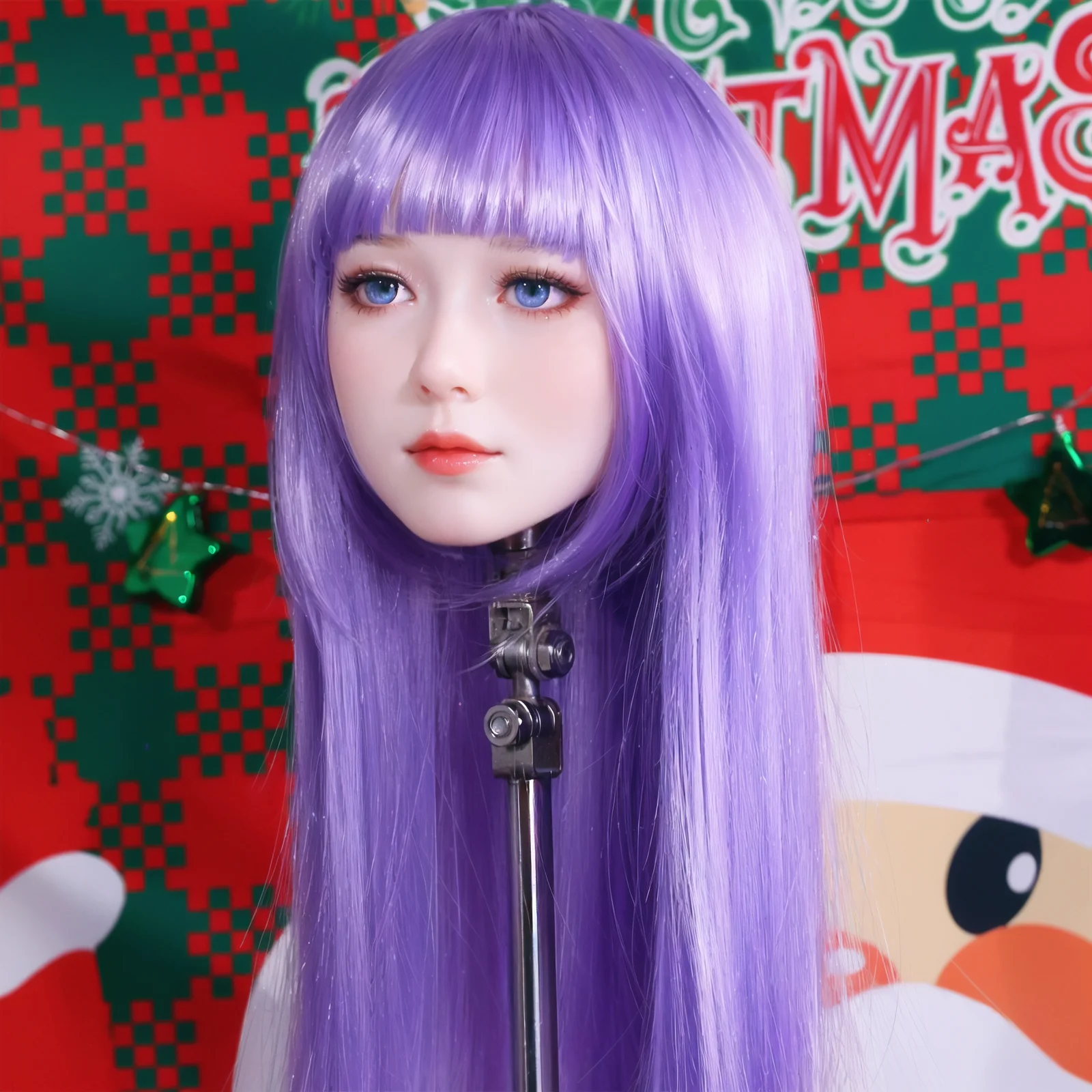 Realistic doll head with wig and M16 bolts - perfect for photography, art projects and collectors, sending hair