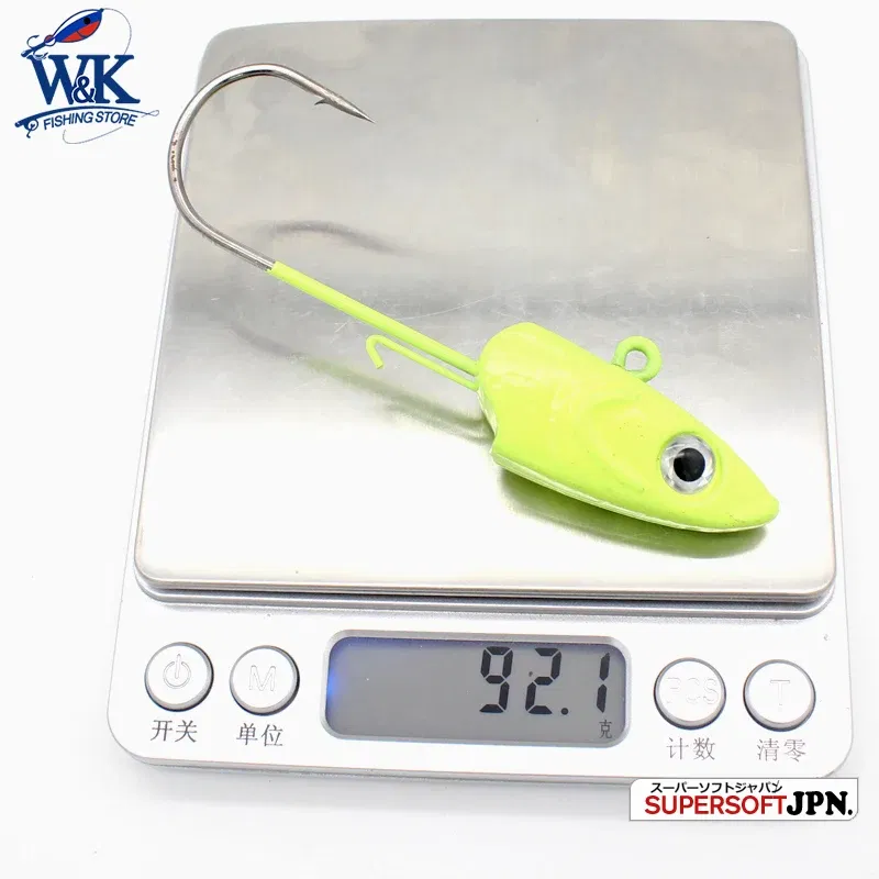 Color: PURPLE - WK Strong 8/0 90g and 6/0 60g Jig Hooks Big Jig Head for Soft Lure Weighted Fishing Hooks Colorful JIGS
