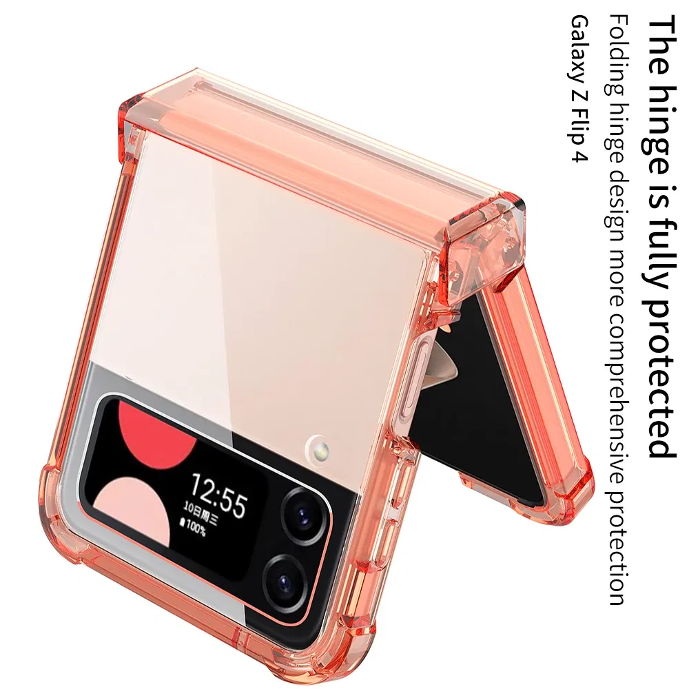 Color: black, Material: ABS - For Samsung Galaxy Z Flip 5 4 3 Magsafe Magnetic Wireless Charging Case Colorful Transparent Folding Hinge Shockproof Hard Cover