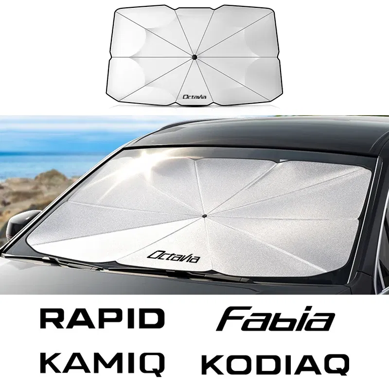 Color: multi - Car Windshield Sunshade Umbrella Car Front Shading For Skoda Octavia Fabia Rapid Superb Kodiaq Scala Karoq Citigo Kamiq Enyaq