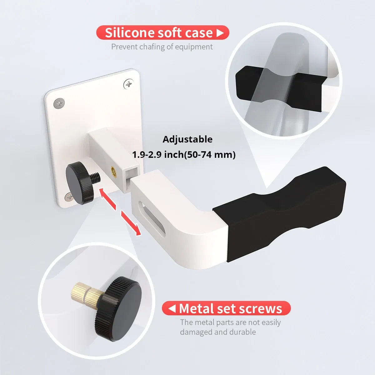 Color: WHITE - Adjustable Wall Mount Holder for Shark Dyson Airbot Haier Vacuum Cleaner Adhesive No Drilling or Drill Wall Hanger Black Gray