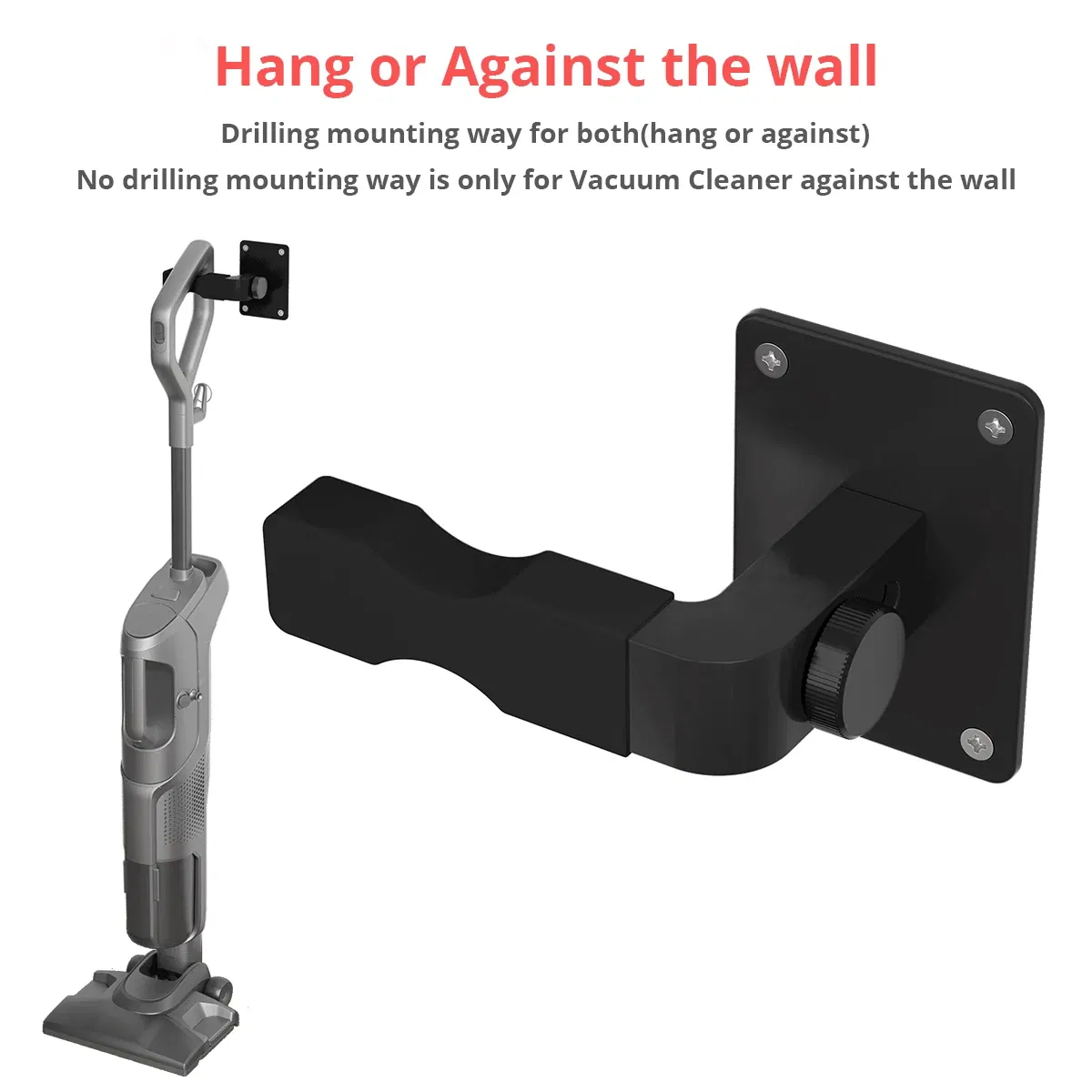 Color: WHITE - Adjustable Wall Mount Holder for Shark Dyson Airbot Haier Vacuum Cleaner Adhesive No Drilling or Drill Wall Hanger Black Gray