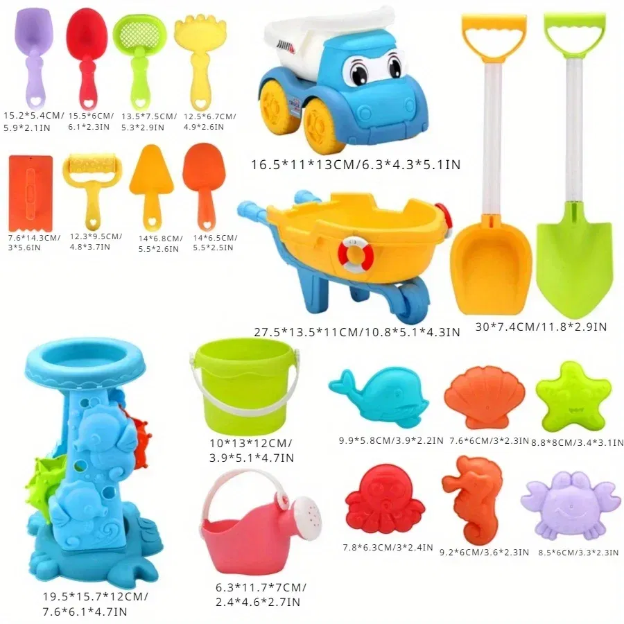 Color: Blue - Children's Beach Toy Set, ATV, Sand Digging and Water Toy, Beach Bucket, Hourglass, Shovel, Beach Sand Play Tool Random Colors