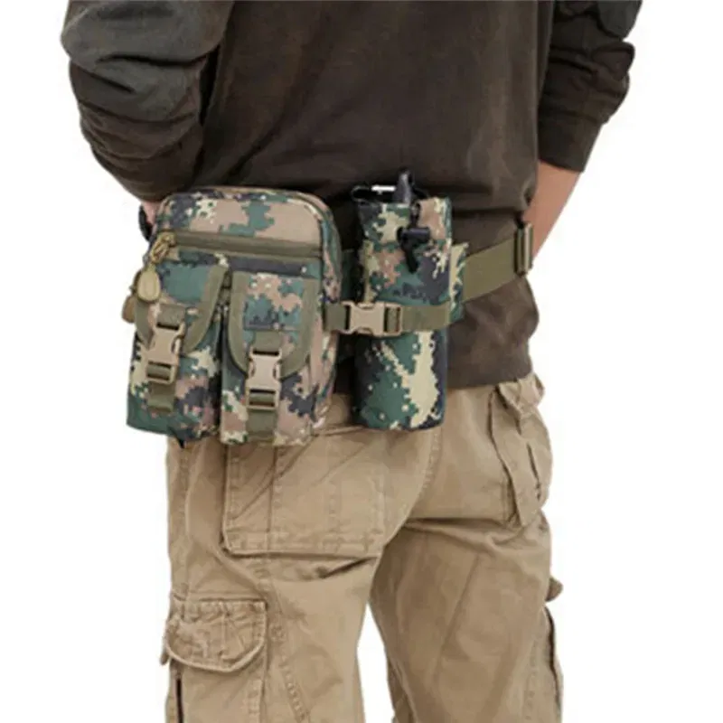 Color: Clear - Waterproof Nylon Fanny Pack Men Tactical Military Army Waist Bag Hiking Outdoor Camping Shoulder Bum Belt Bum Sport Chest Bags
