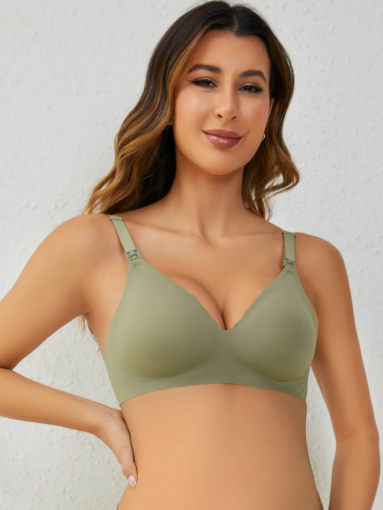 Color: Pink, Bands Size: 34 - Front Open Nursing Bra Maternity Jelly Gel Laser Cutting Seamless Underwear Ultra Thin Breastfeeding Bra For Pregnant Women