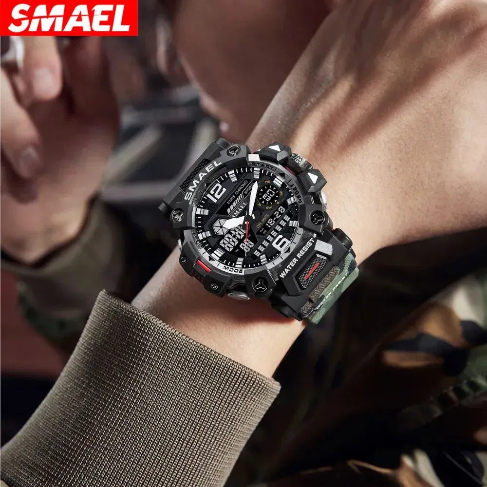 Color: Green - SMAEL New Style 8072MC Digtal Quartz Watch Waterproof Double Display Dial For Men Watch