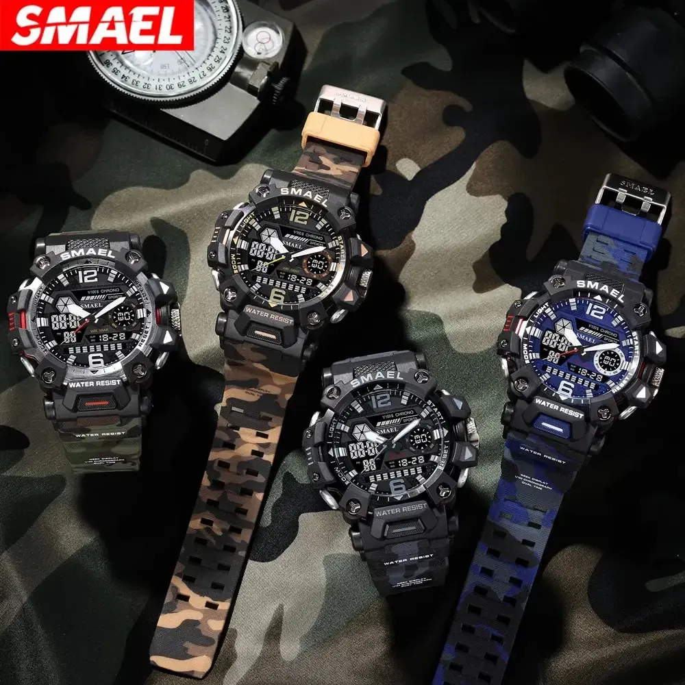 Color: Green - SMAEL New Style 8072MC Digtal Quartz Watch Waterproof Double Display Dial For Men Watch