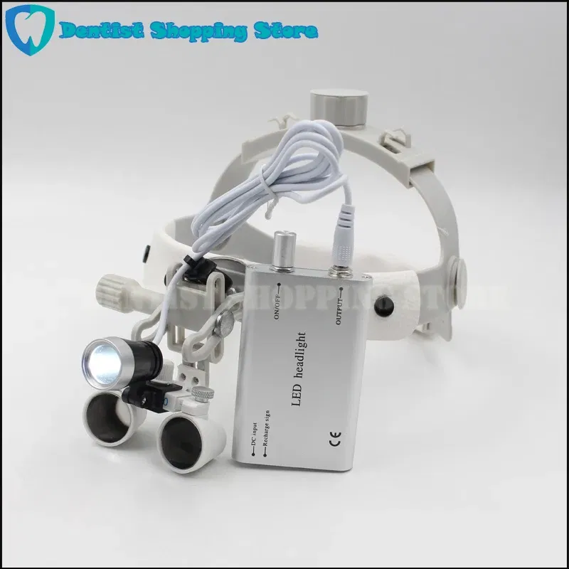 Color: Yellow - Headband LED light Medical Surgical Dental Headlight with (2.5X,3.5X optional) Surgical loupes
