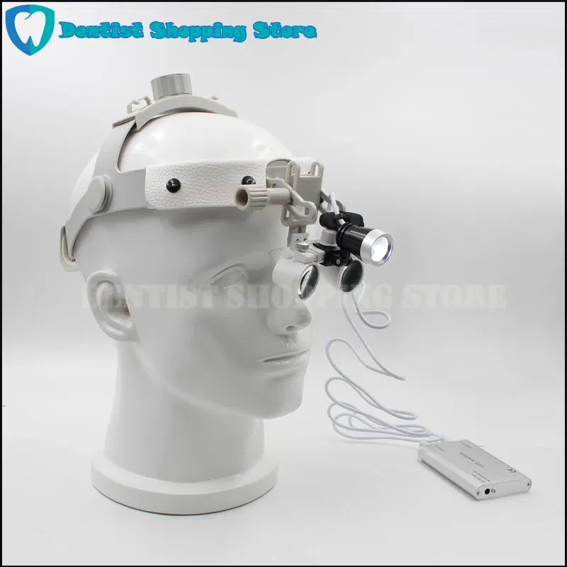 Color: Yellow - Headband LED light Medical Surgical Dental Headlight with (2.5X,3.5X optional) Surgical loupes