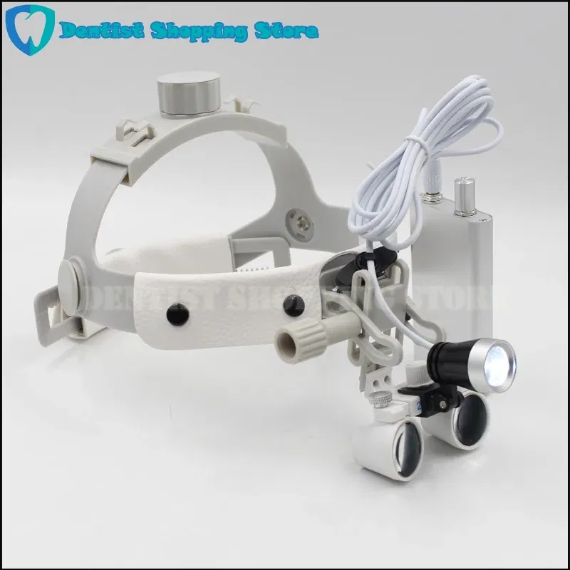 Color: Yellow - Headband LED light Medical Surgical Dental Headlight with (2.5X,3.5X optional) Surgical loupes