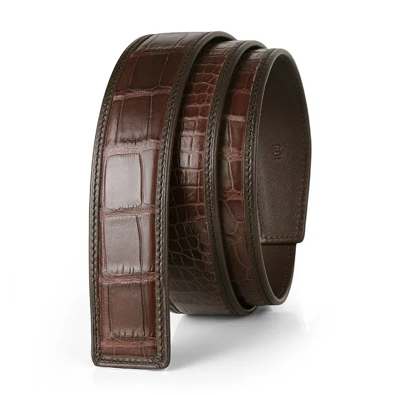 Real Crocodile Genuine Leather Mens belts Luxury Design Trendy Business Pants Belt Classic Real Leather Black Brown Girdle