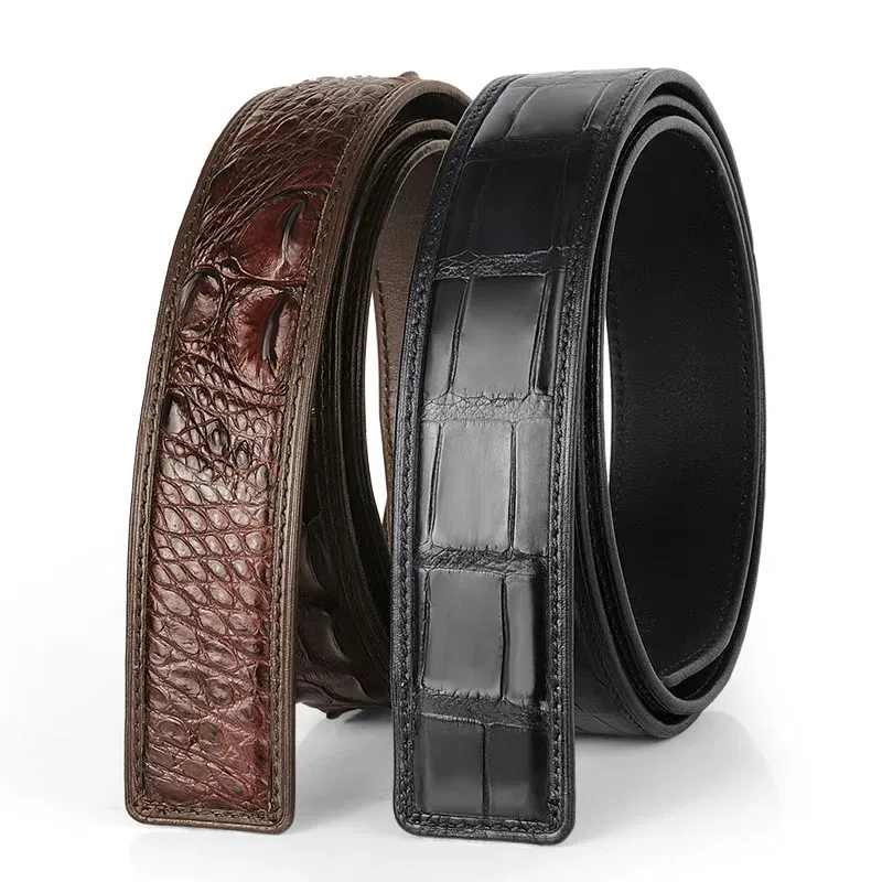 Real Crocodile Genuine Leather Mens belts Luxury Design Trendy Business Pants Belt Classic Real Leather Black Brown Girdle