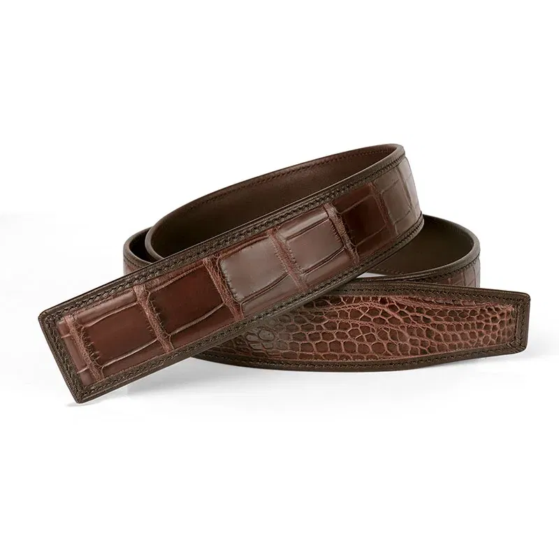 Real Crocodile Genuine Leather Mens belts Luxury Design Trendy Business Pants Belt Classic Real Leather Black Brown Girdle