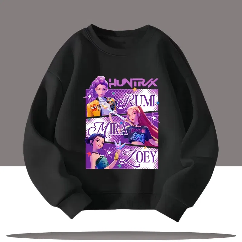 Color: green, Kid Size: 5 - K-pop Demon Hunters New Children's Round-neck Sports Shirt with Cartoon Print - 3-12 Years Old Cute Girl Casual Top